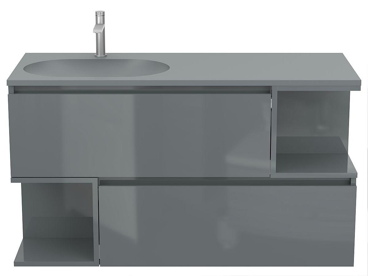 Тумба подвесная URBAN Серая глянцевая с умывальником NEW YORK 1200 L