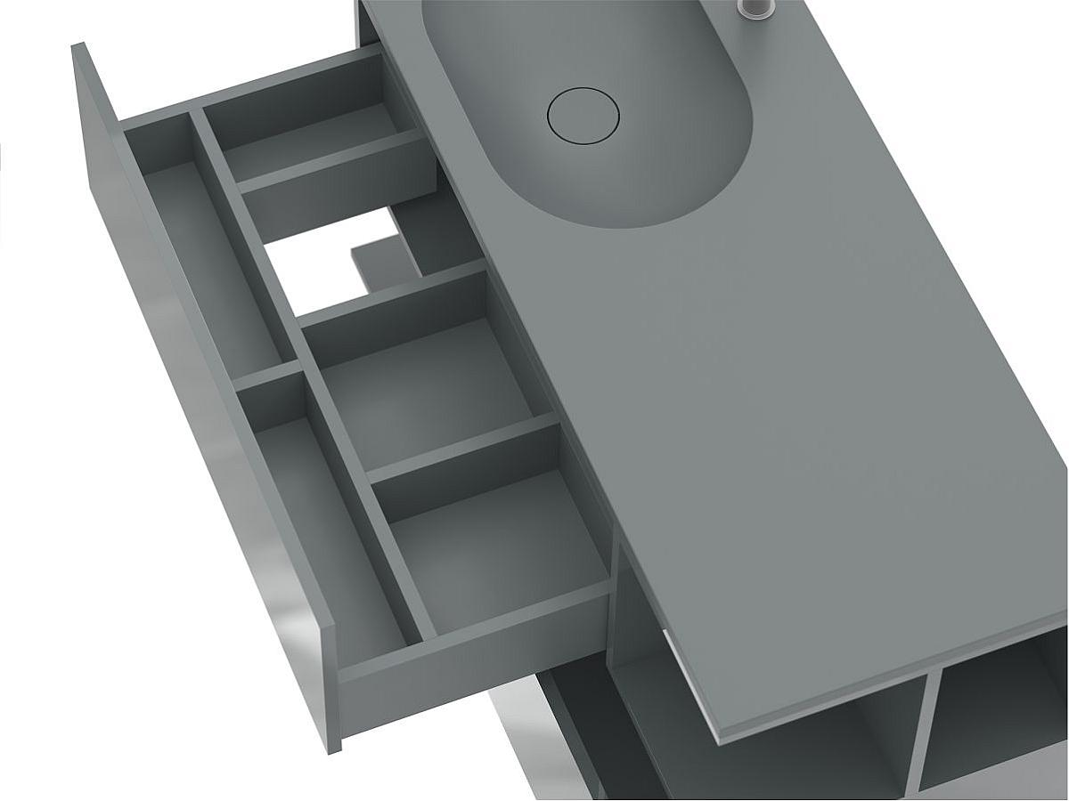 Тумба подвесная URBAN Серая глянцевая с умывальником NEW YORK 1200 L