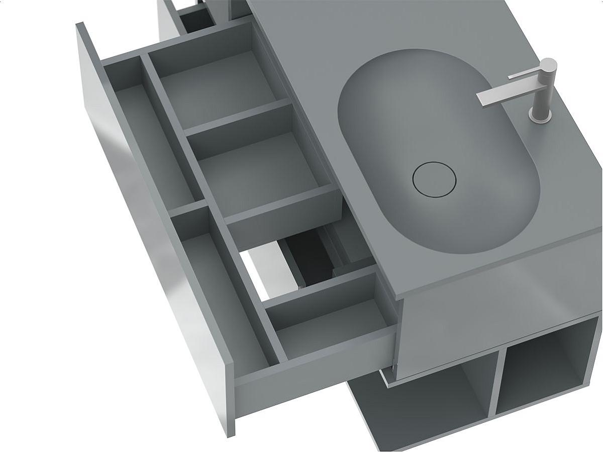 Тумба подвесная URBAN Серая глянцевая с умывальником NEW YORK 1200 R