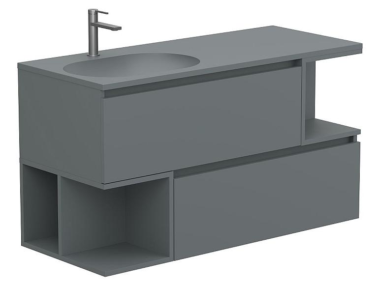 Тумба підвісна URBAN Сіра soft-touch з умивальником NEW YORK 1200 L