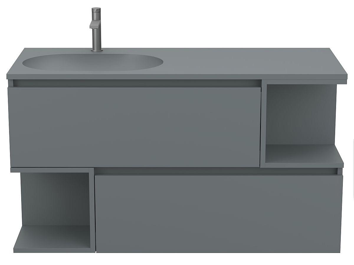 Тумба подвесная URBAN Серая soft-touch с умывальником NEW YORK 1200 L