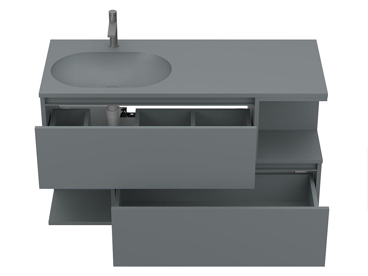 Тумба подвесная URBAN Серая soft-touch с умывальником NEW YORK 1200 L