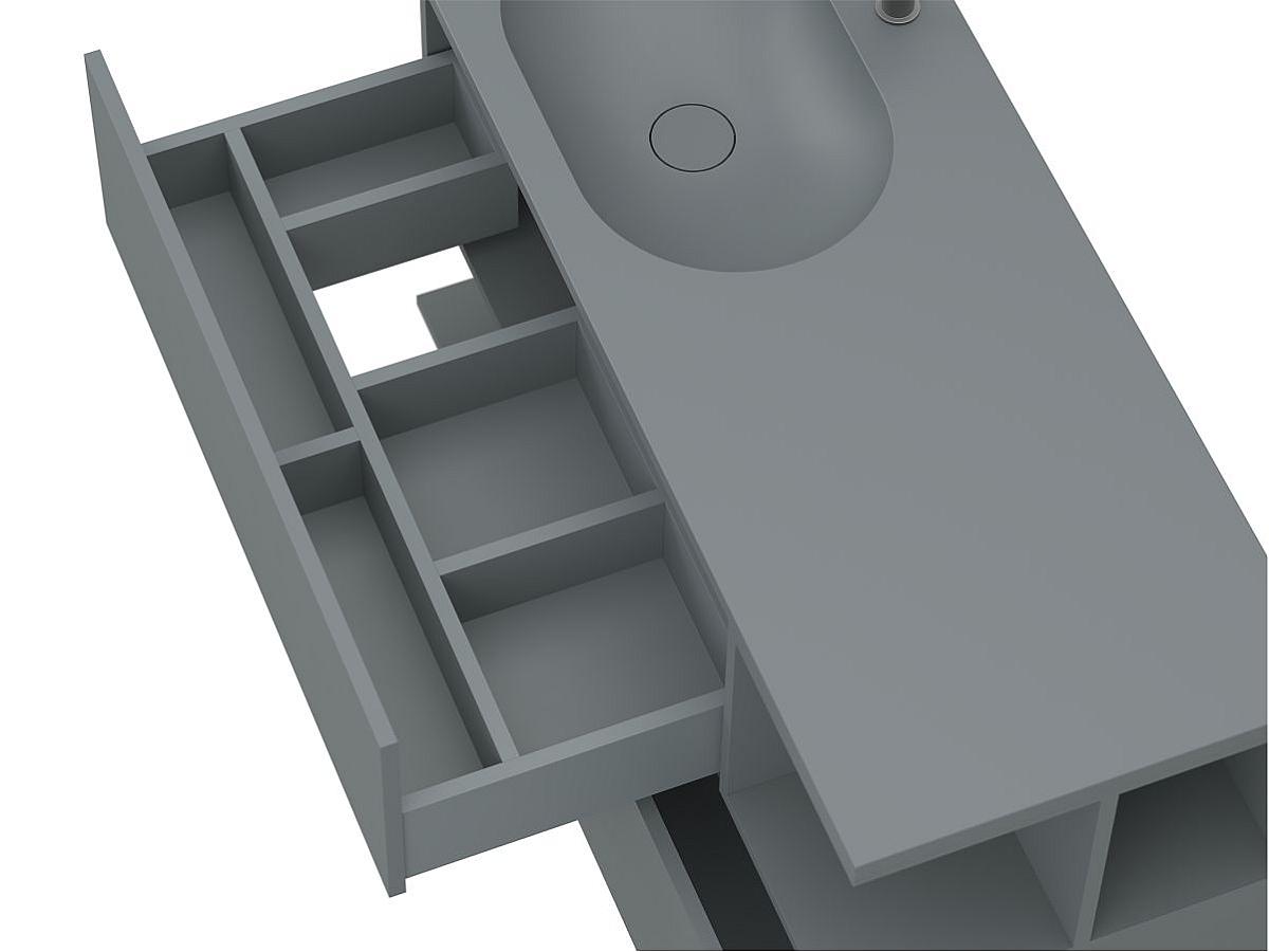 Тумба подвесная URBAN Серая матовая с умывальником NEW YORK 1200 L