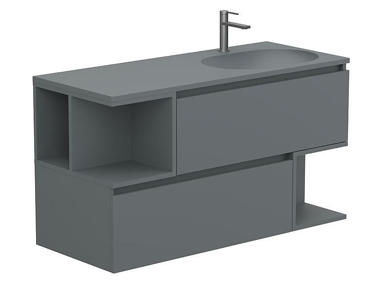 Тумба підвісна URBAN Сіра soft-touch з умивальником NEW YORK 1200 R