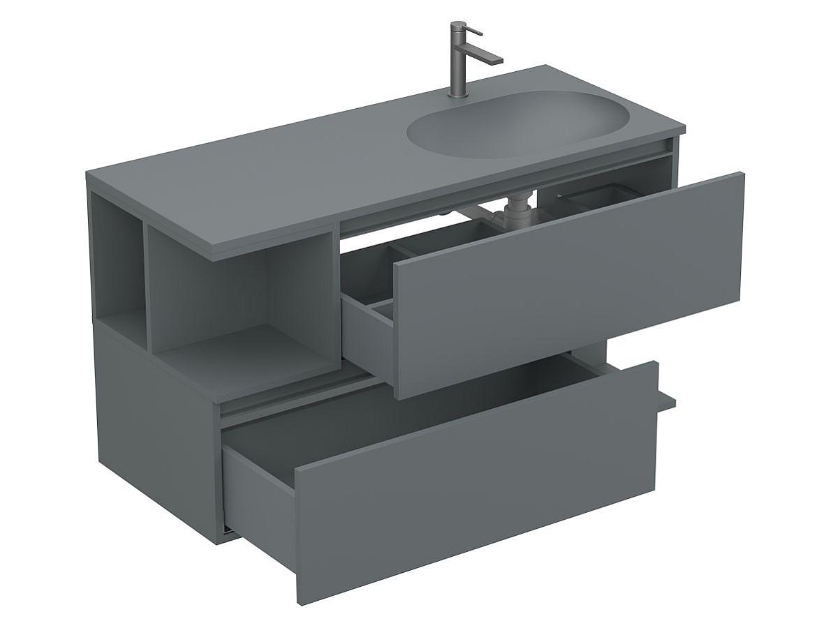 Тумба підвісна URBAN Сіра матова з умивальником NEW YORK 1200 R