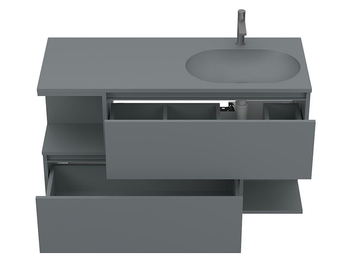 Тумба підвісна URBAN Сіра матова з умивальником NEW YORK 1200 R