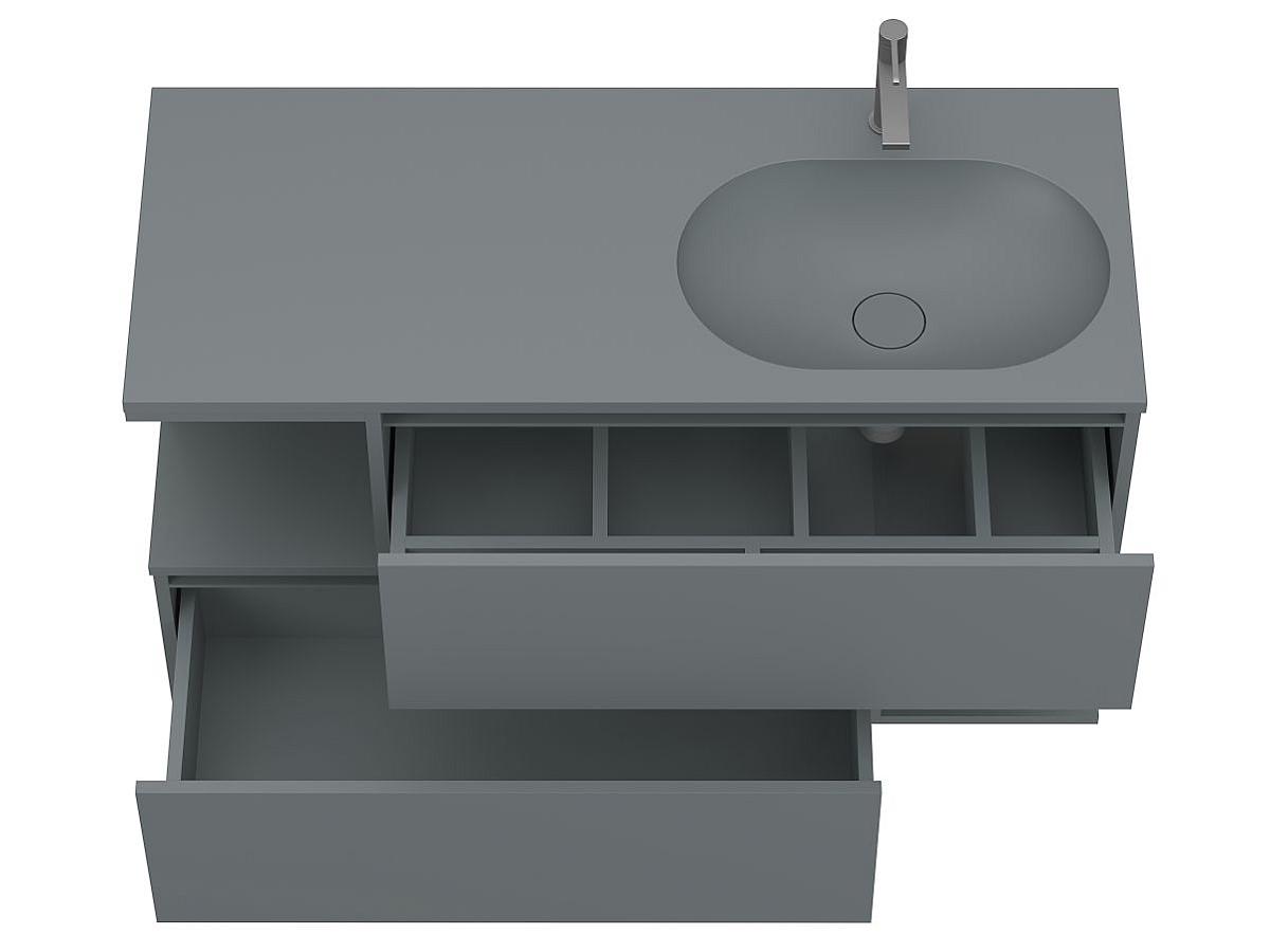 Тумба підвісна URBAN Сіра матова з умивальником NEW YORK 1200 R