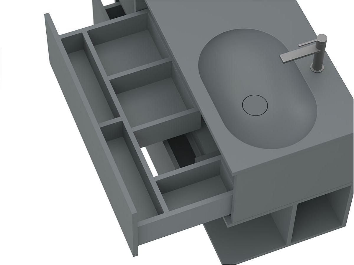 Тумба підвісна URBAN Сіра матова з умивальником NEW YORK 1200 R