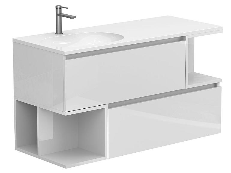 Тумба підвісна URBAN Біла глянцева з умивальником NEW YORK 1200 L