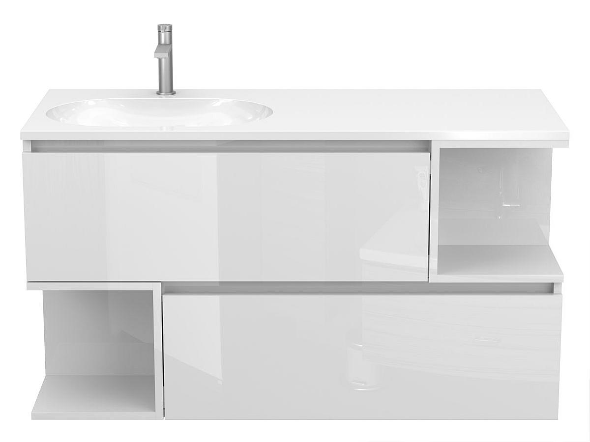 Тумба подвесная URBAN Белая глянцевая с умывальником NEW YORK 1200 L