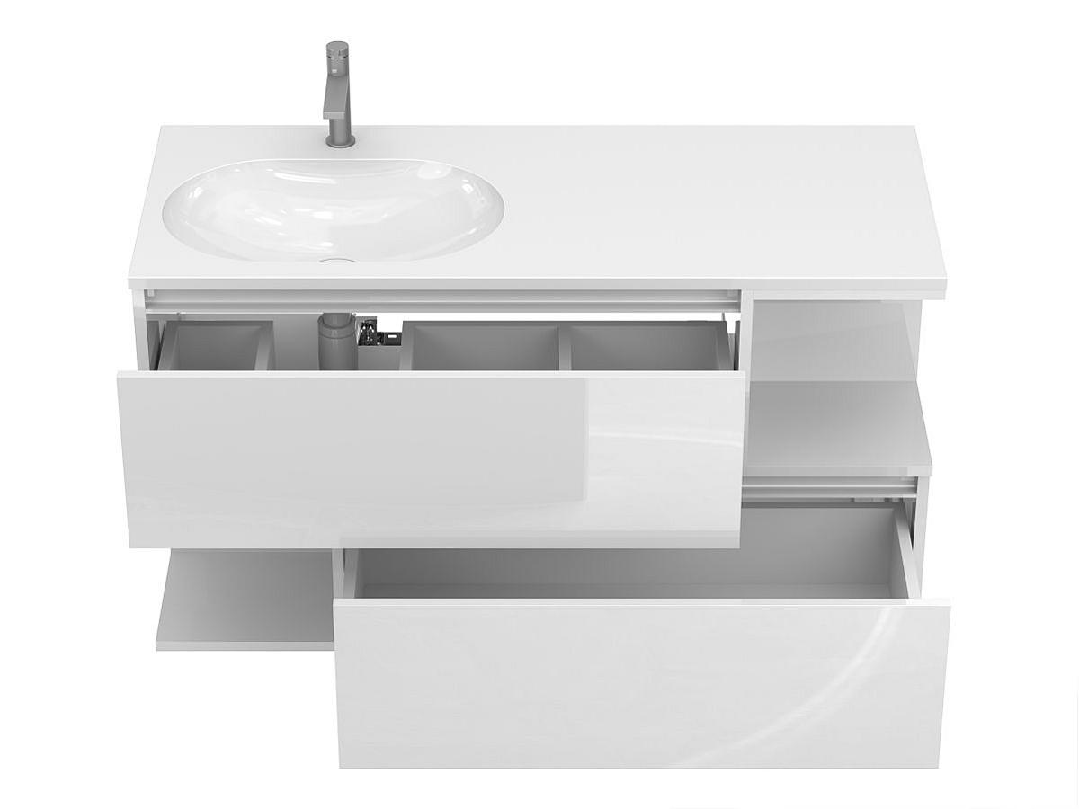 Тумба подвесная URBAN Белая глянцевая с умывальником NEW YORK 1200 L