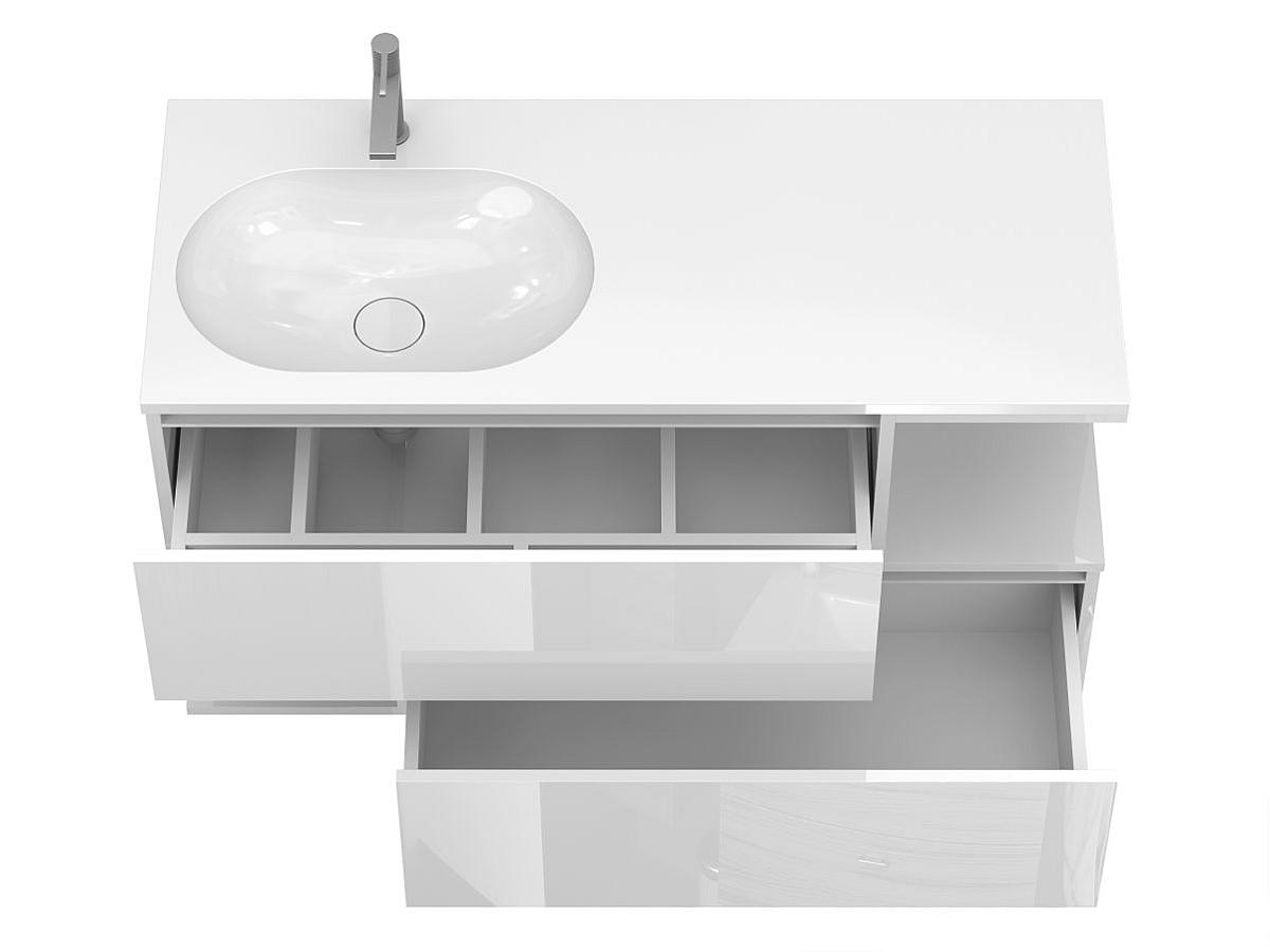 Тумба подвесная URBAN Белая глянцевая с умывальником NEW YORK 1200 L