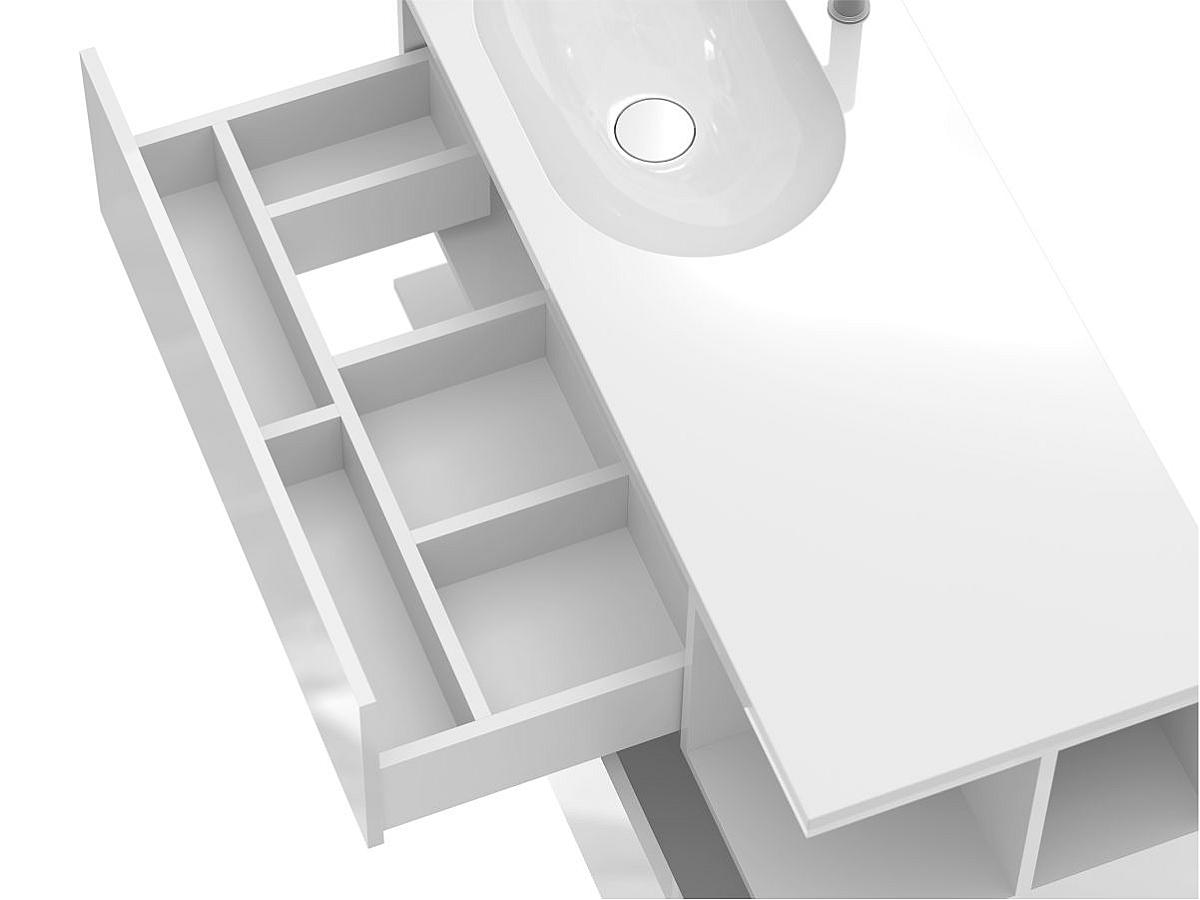 Тумба подвесная URBAN Белая глянцевая с умывальником NEW YORK 1200 L