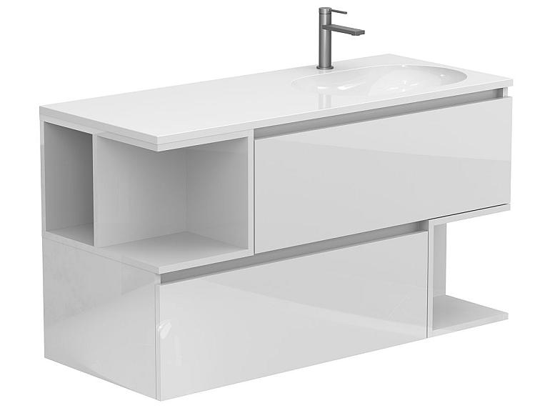 Тумба підвісна URBAN Біла глянцева з умивальником NEW YORK 1200 R
