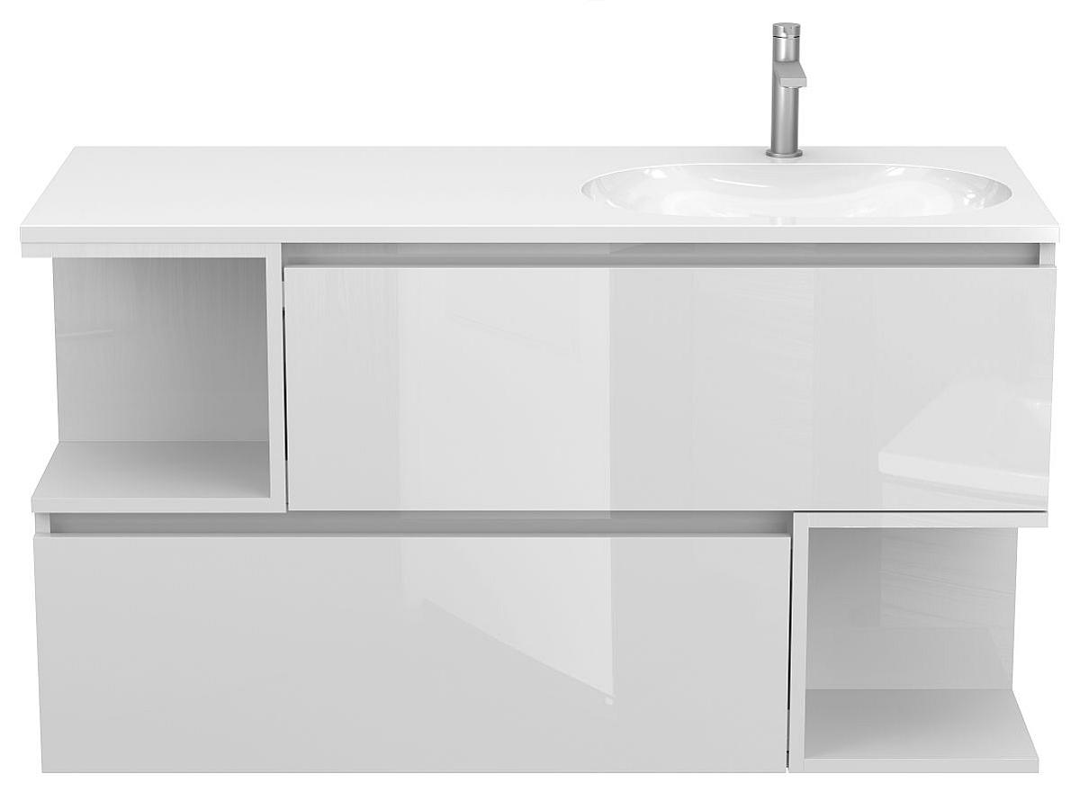 Тумба подвесная URBAN Белая глянцевая с умывальником NEW YORK 1200 R