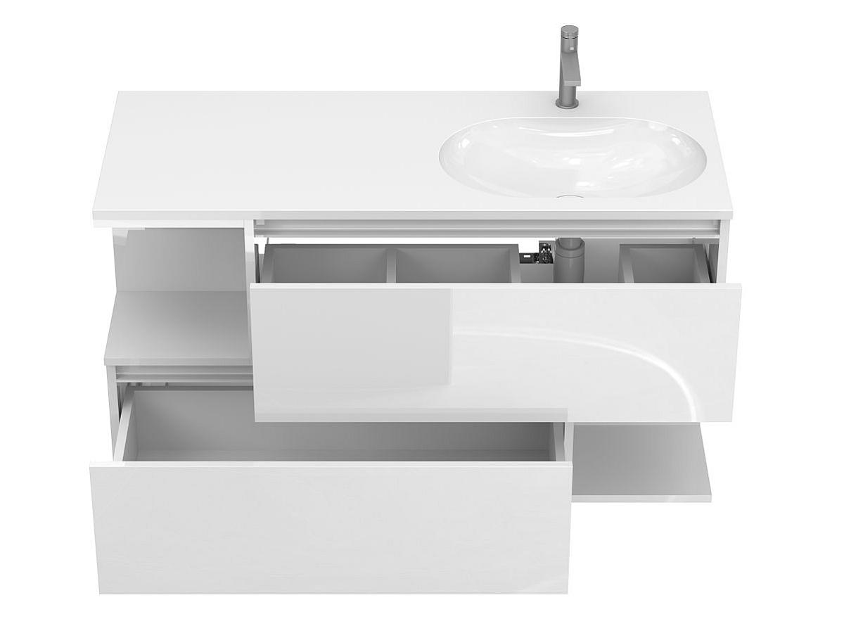 Тумба подвесная URBAN Белая глянцевая с умывальником NEW YORK 1200 R