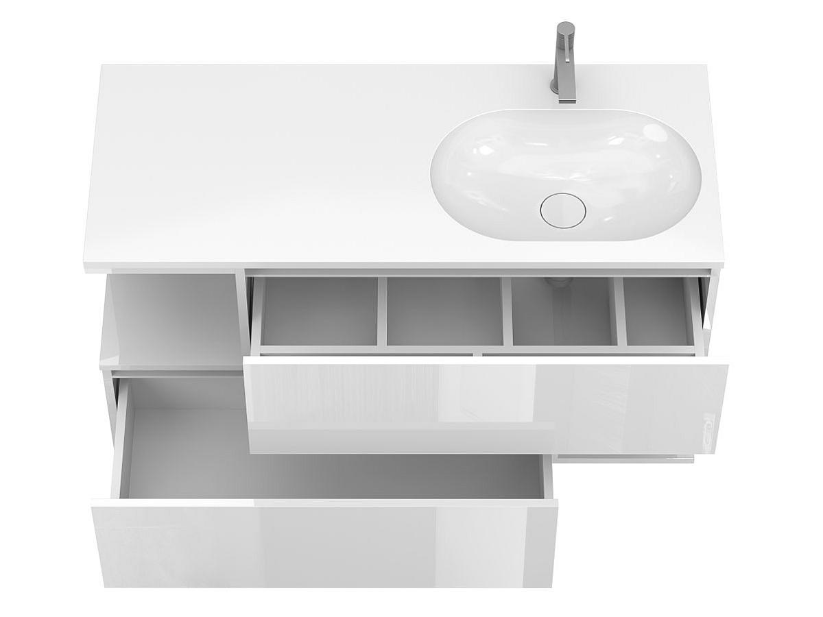 Тумба подвесная URBAN Белая глянцевая с умывальником NEW YORK 1200 R