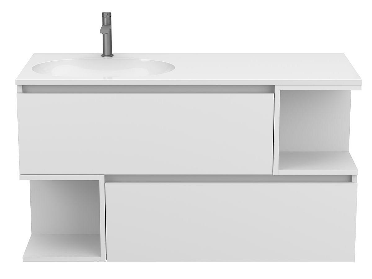 Тумба подвесная URBAN Белая soft-touch с умывальником NEW YORK 1200 L