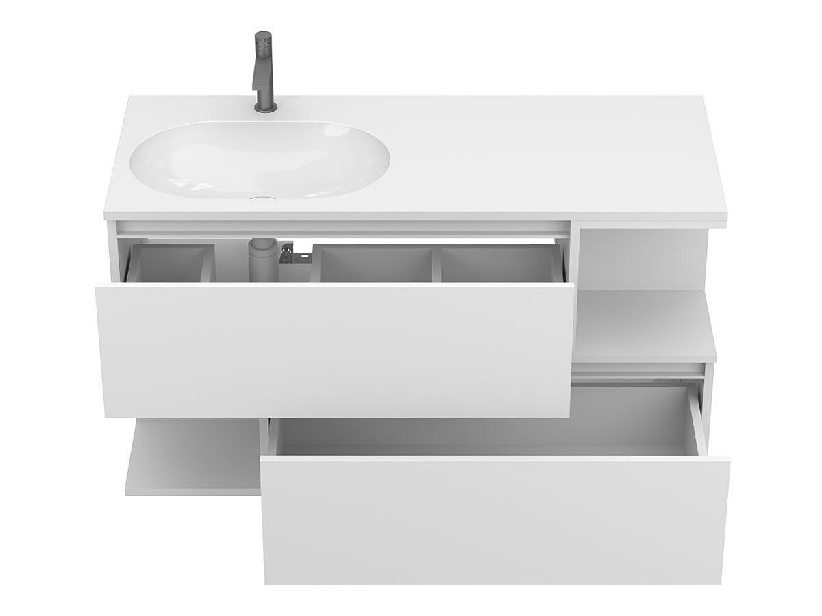 Тумба подвесная URBAN Белая soft-touch с умывальником NEW YORK 1200 L