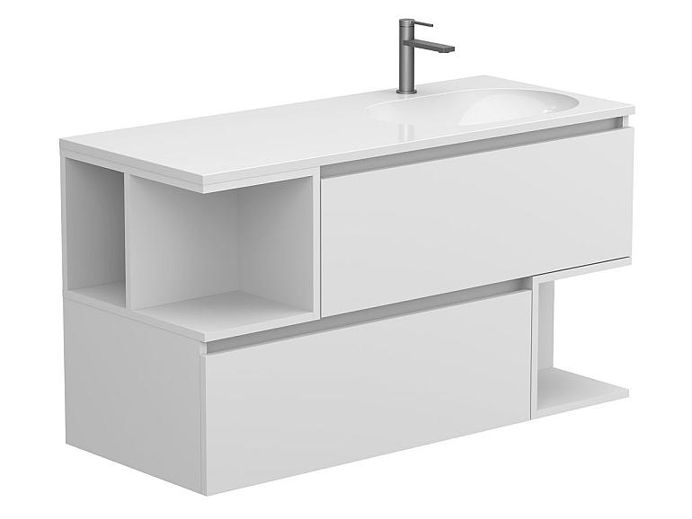 Тумба підвісна URBAN Біла soft-touch з умивальником NEW YORK 1200 R