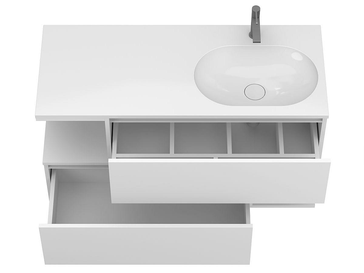 Тумба подвесная URBAN Белая soft-touch с умывальником NEW YORK 1200 R