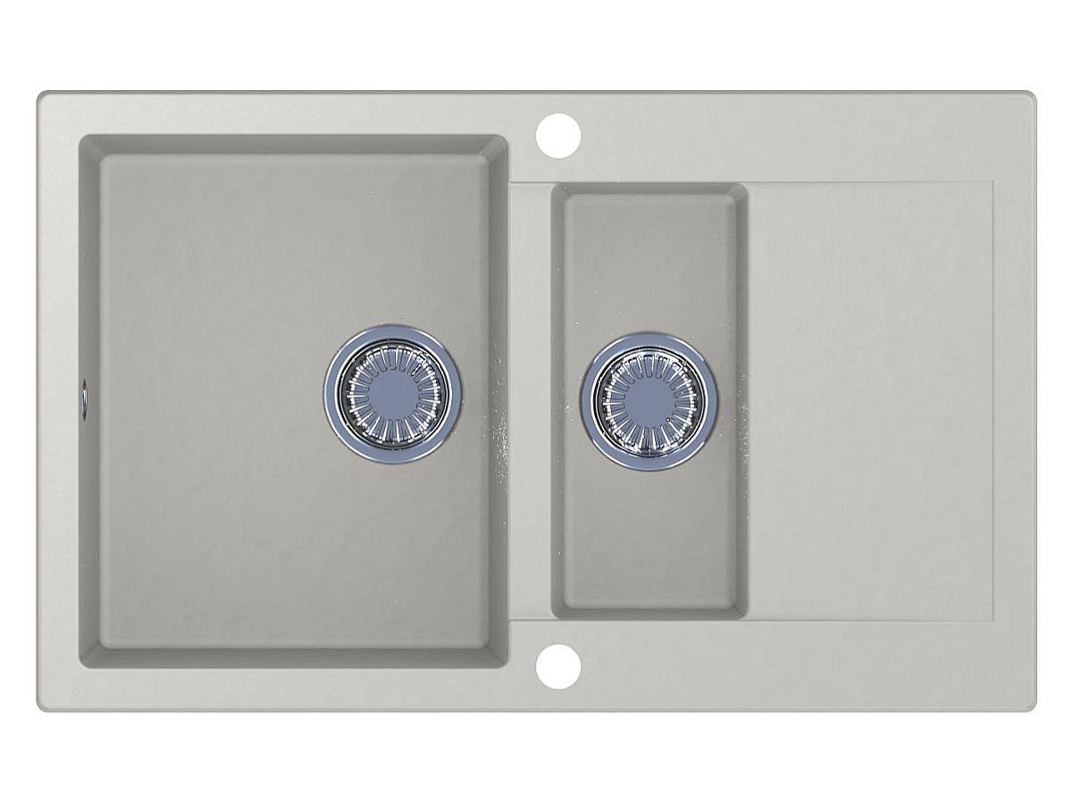 Кухонна мийка LAPAS біла з 2 отворами під змішувач