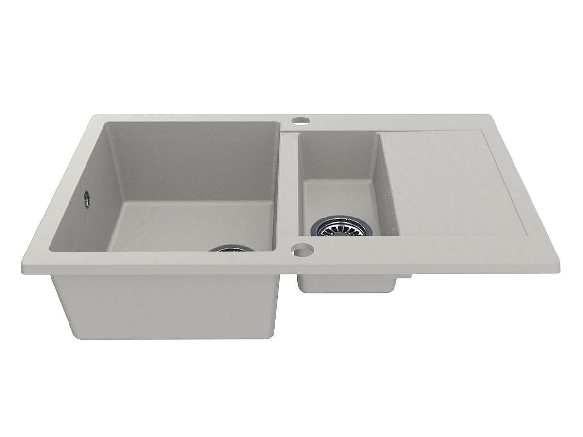 Кухонна мийка LAPAS біла з 2 отворами під змішувач