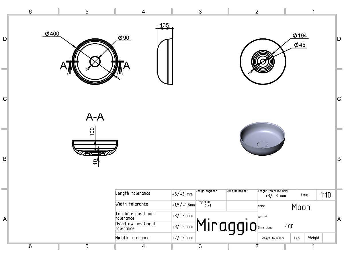 Умывальник MOON MIRASOFT BLACK