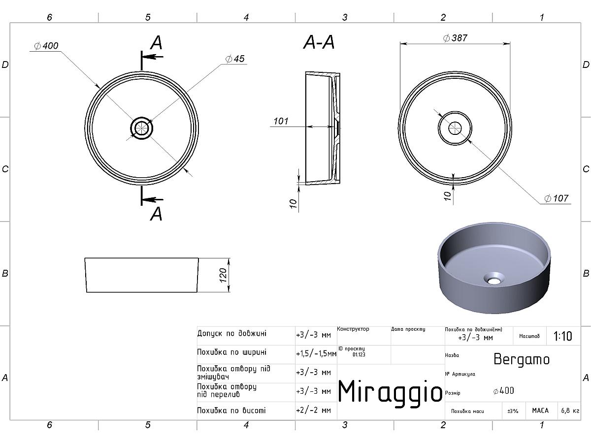 Умивальник BERGAMO MIRASOFT