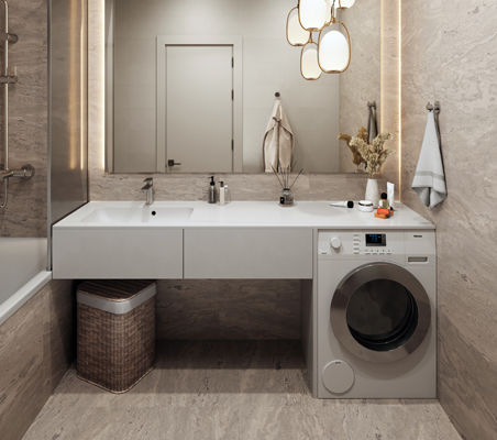 Практические модели умывальников для размещения над стиральной машинкой